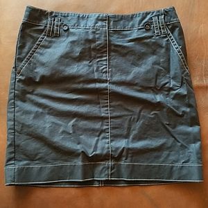 Ann Taylor Black Cotton Stretch Midi Skirt